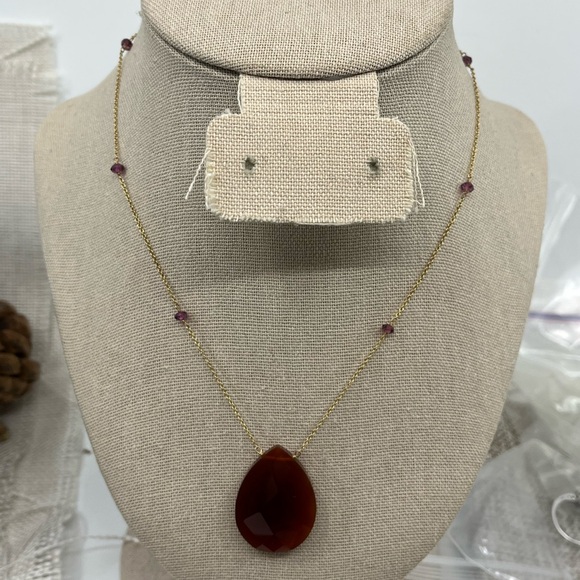 Vintage 14K Gold Carnelian & Amethyst Necklace – Rare Find - Picture 12 of 17